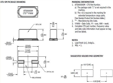 CTS,ATS036SM-1,3.579545MHz,18PF,30PPM,49SMD