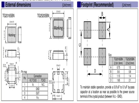 EPSON晶振,压控温补晶振,TG2016SBN晶振,TG2016SBN-16.0000M-PCGNDM3晶振
