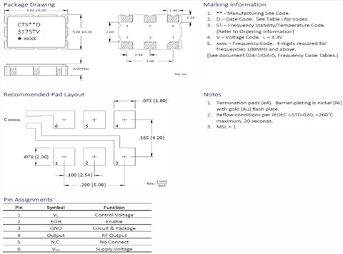 CTS晶振,压控晶体振荡器,317晶振,317LB3I1000T晶振