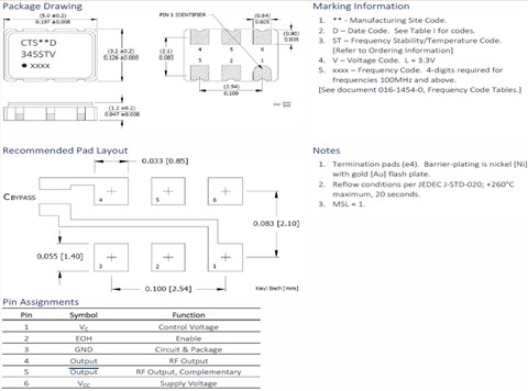 CTS-345LB5C1000T-100MHz-LVPECL-3.3V-25PPM-5032