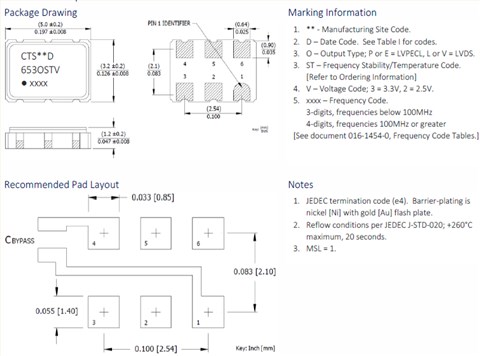 CTS晶振,差分晶振,653晶振,654PL晶振,655晶振
