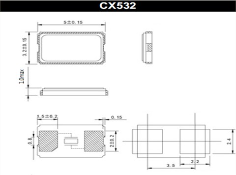 CX532|CX532Z-A2B3C5-70-1966080D18|19.6608|30PPM|18PF|2-SMD