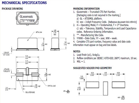 CTS,49SMD,GL061F23CDT,6.144MHz,18PF,20PPM,-20~70℃