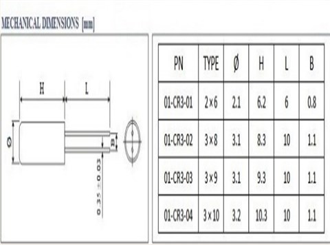 NKG Crystal|01-CR3-01|01-CR3-01-19M800-T16-2050E|圆柱插件晶振