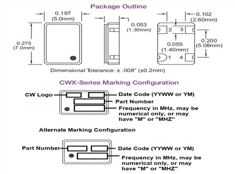 CWX813-060.0M,7050mm,ConnorWinfield有源晶振,GPS应用晶振