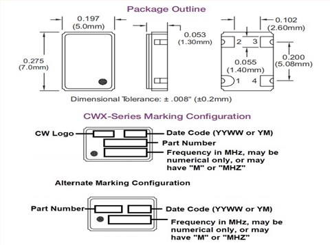 CWX823-012.288M,7050mm,ConnorWinfield高稳定性晶振,12.288MHz