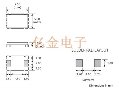 GSX-1A晶振,进口陶瓷晶振,GSX-1A/554DF-7.3728MHz,7050无源晶体,Golledge贴片晶振