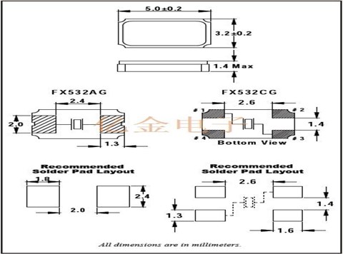 FX532B-40.000MHZ,Fox福克斯无源晶振,5032汽车电子晶振