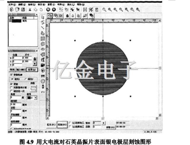 4.9用大电流对石英晶振片表面银电极层刻蚀图形