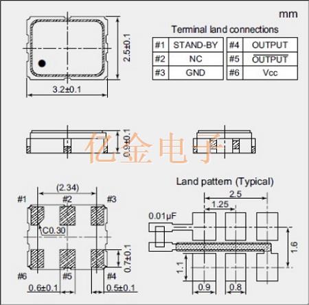 一款具有差分输出信号的普通石英振荡器NP3225SBB